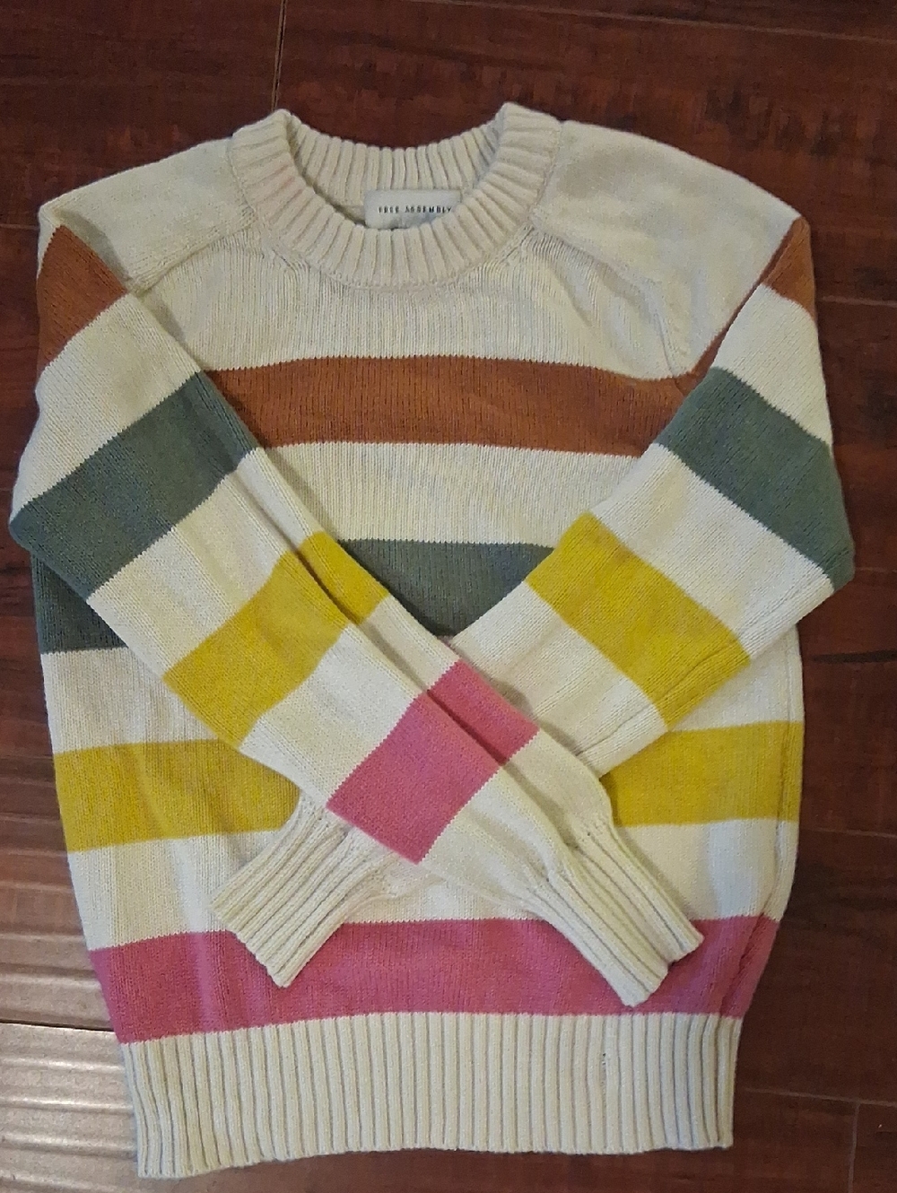 Womens Free Assembly Striped Crewneck Sweater
